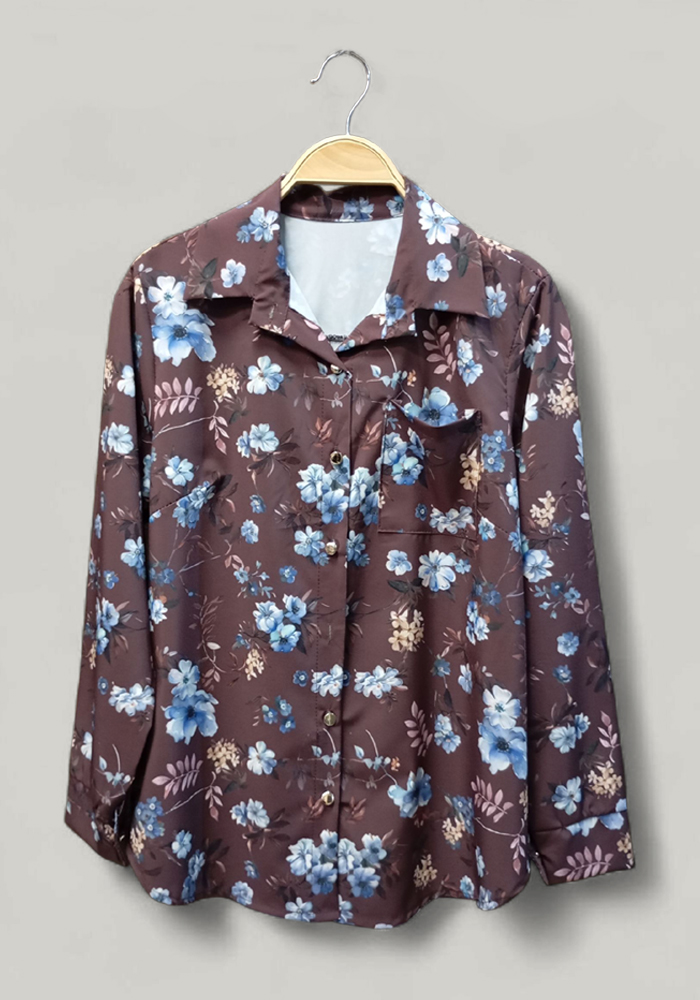 vintage floral πουκάμισο Carol καφέ
