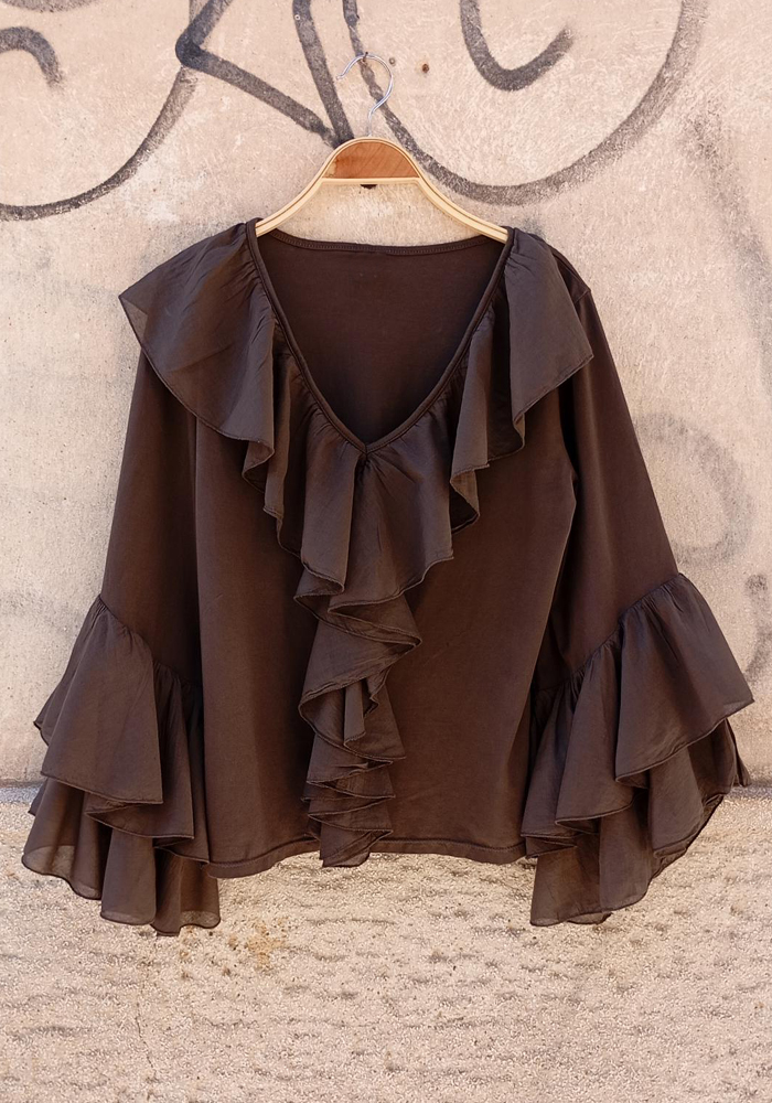 boho chic μπλούζα Ivy καφέ