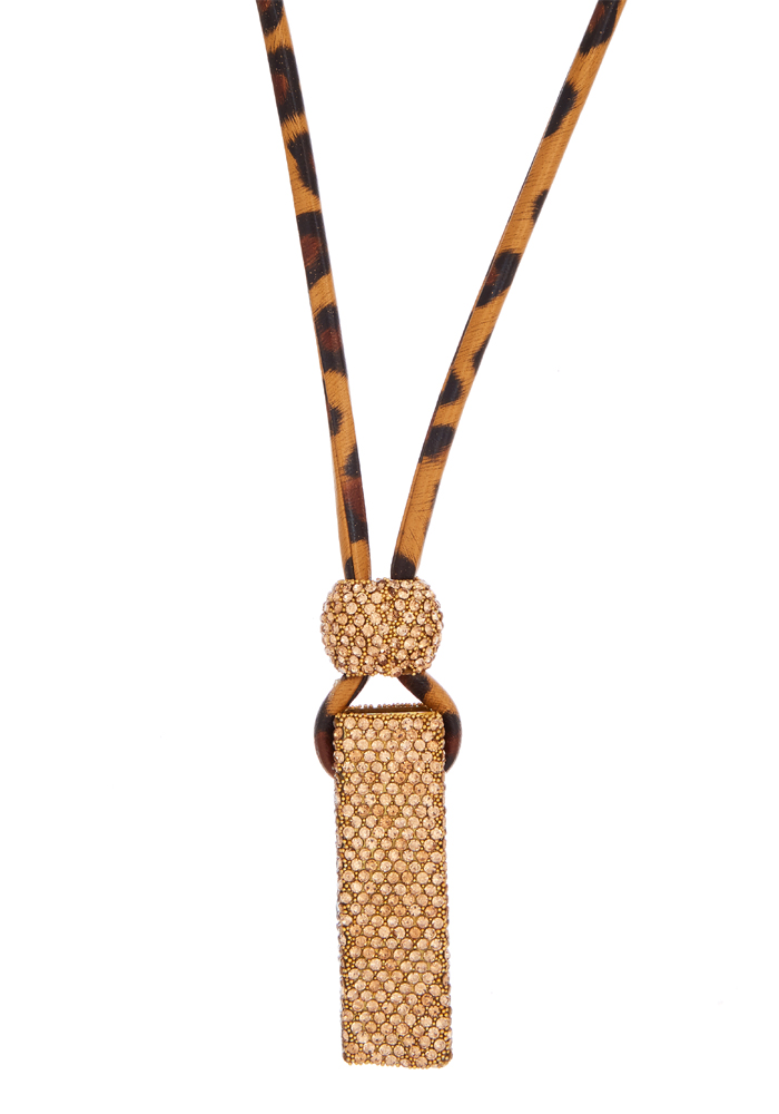κολιέ animal με strass χρυσό