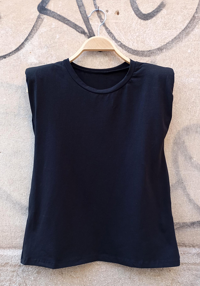 basic cotton τοπ με βάτες Victoria μαύρο