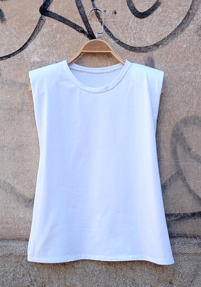 basic cotton τοπ με βάτες Victoria λευκό