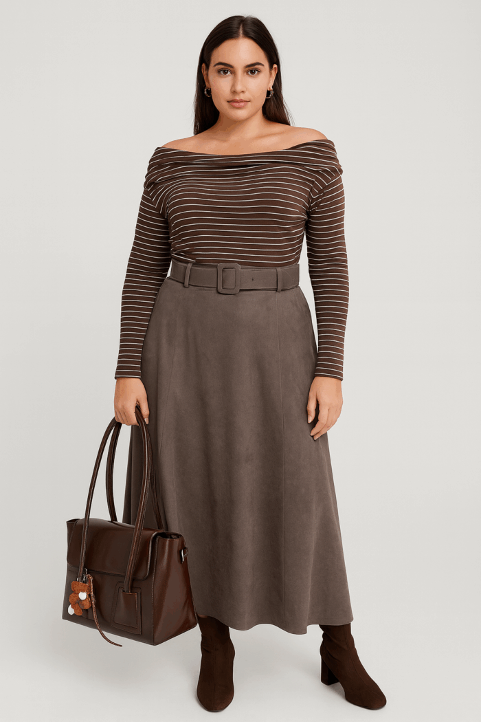 chic φούστα suede Betty γκρι
