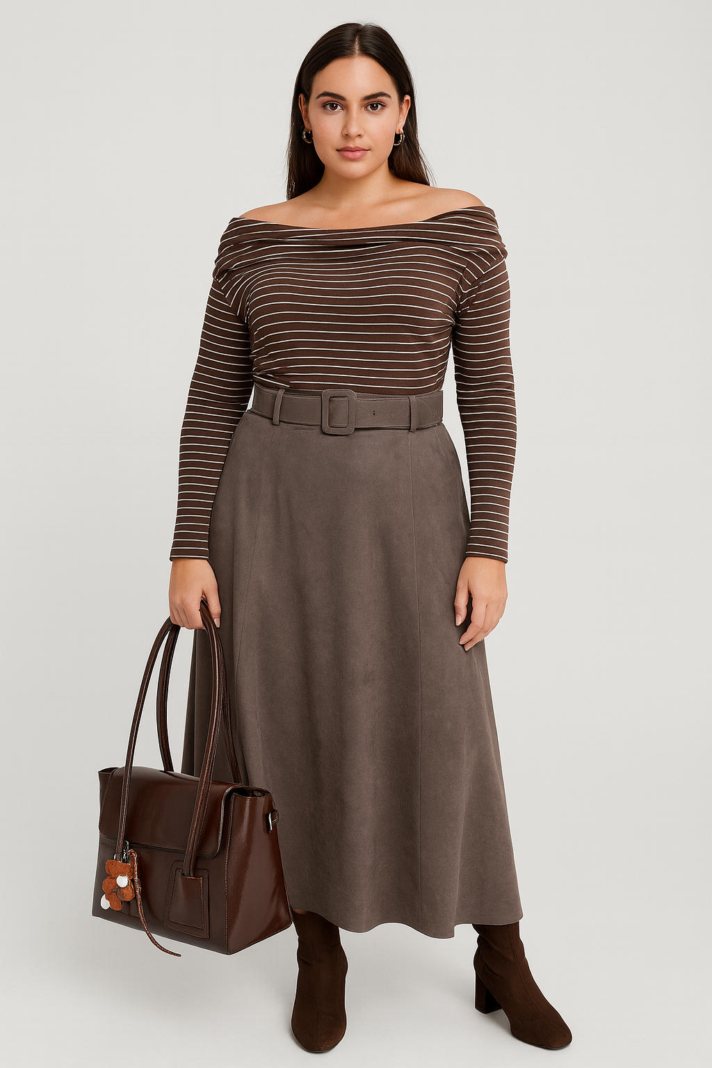 chic φούστα suede Betty γκρι
