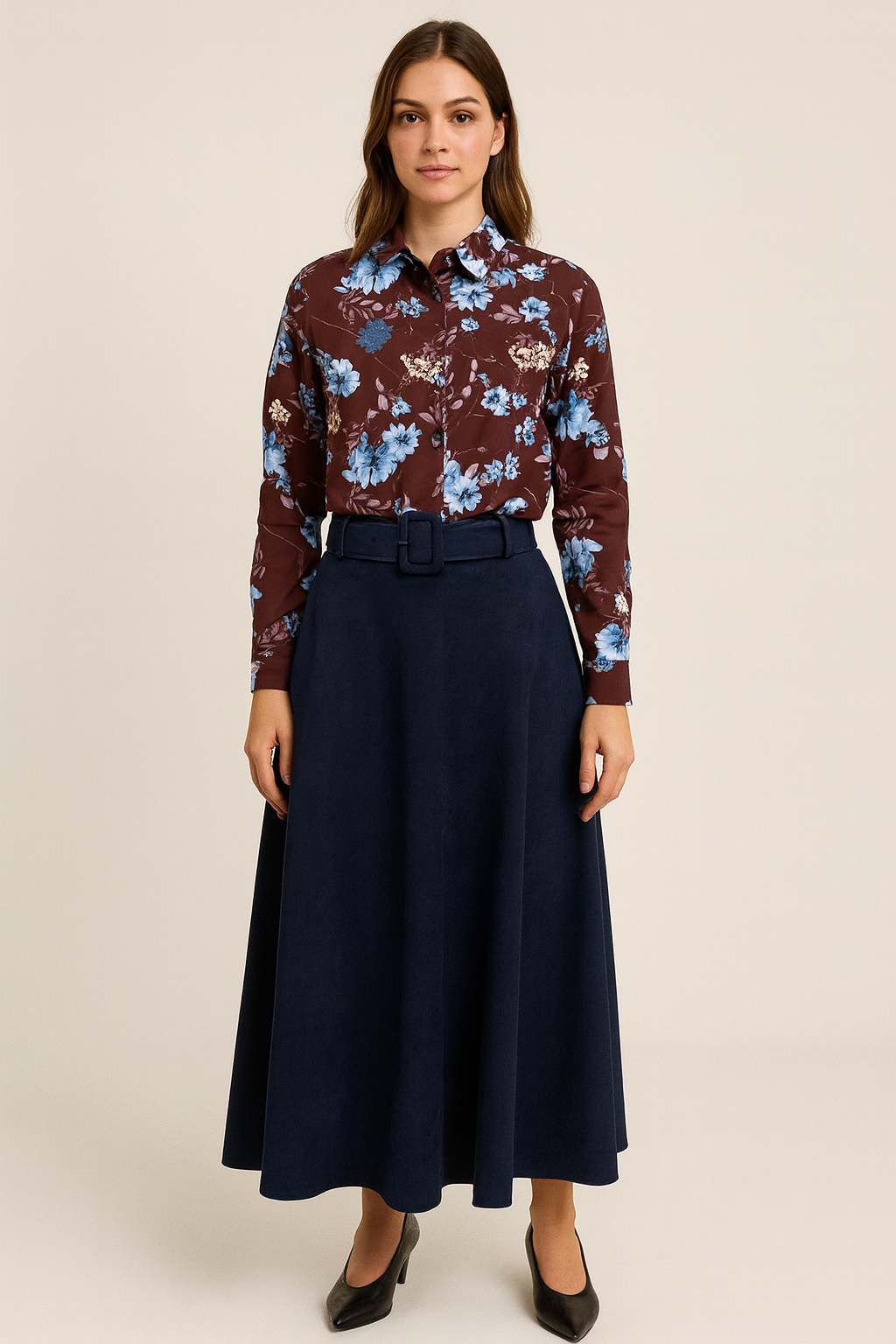 chic φούστα suede Betty μπλε navy
