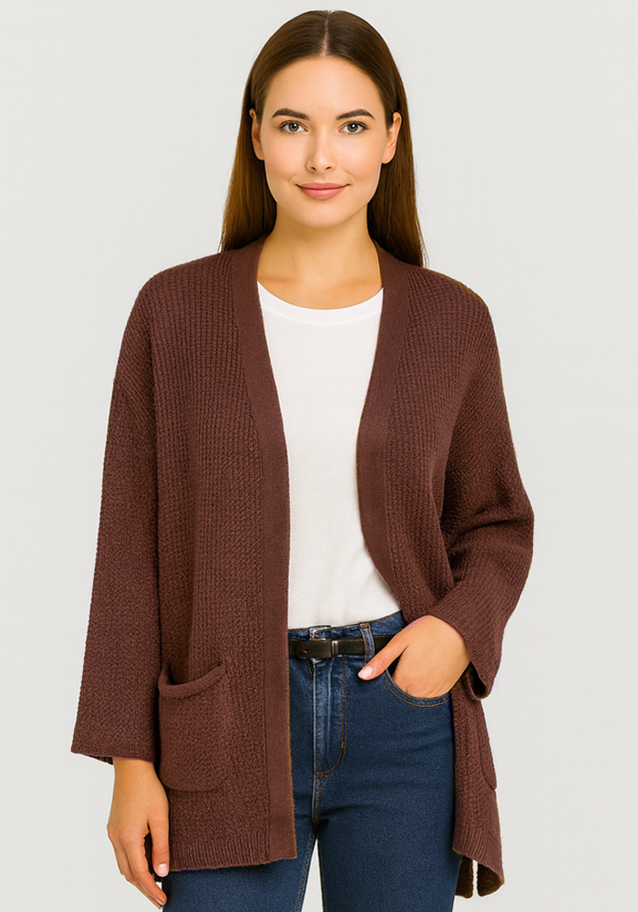 πλεκτή ζακέτα τσέπες Franca σοκολά