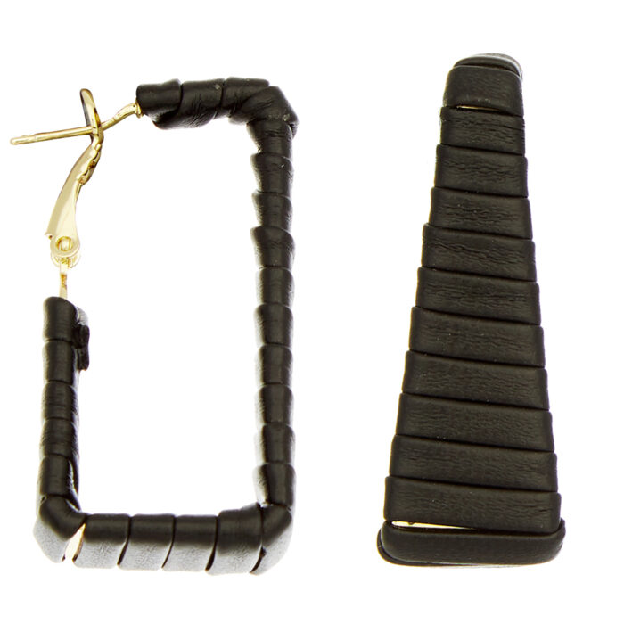 modern σκουλαρίκια δερματίνη μαύρο