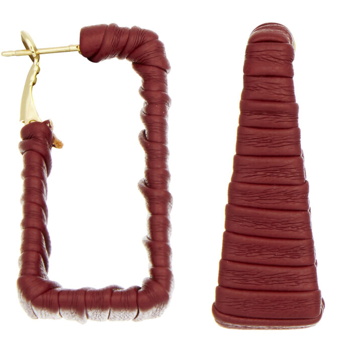 modern σκουλαρίκια δερματίνη μπορντώ