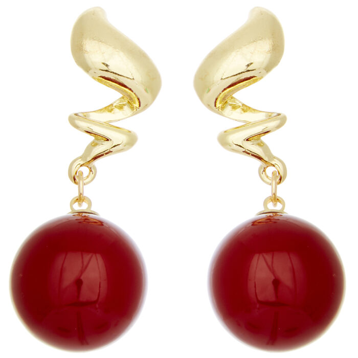 vintage σκουλαρίκια μεταλλικά Ball κόκκινο