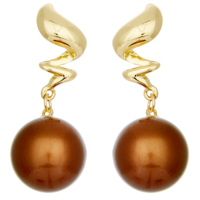 vintage σκουλαρίκια μεταλλικά Ball καφέ