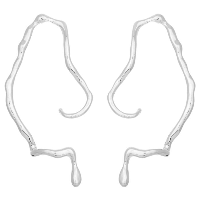 σκουλαρίκια μεταλλικά Abstract ασημί