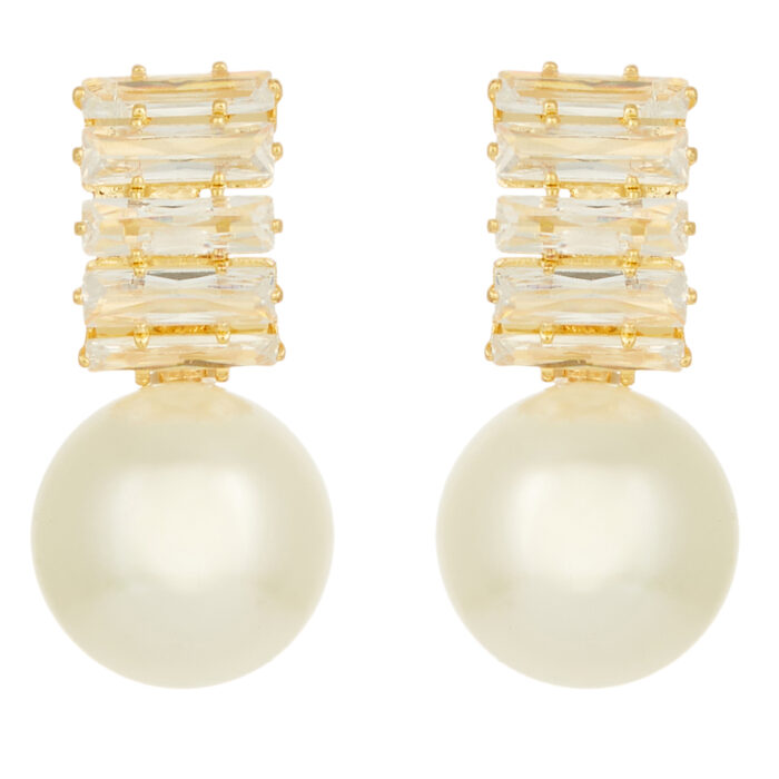 vintage σκουλαρίκια κρύσταλλο πέρλα Raquel χρυσό