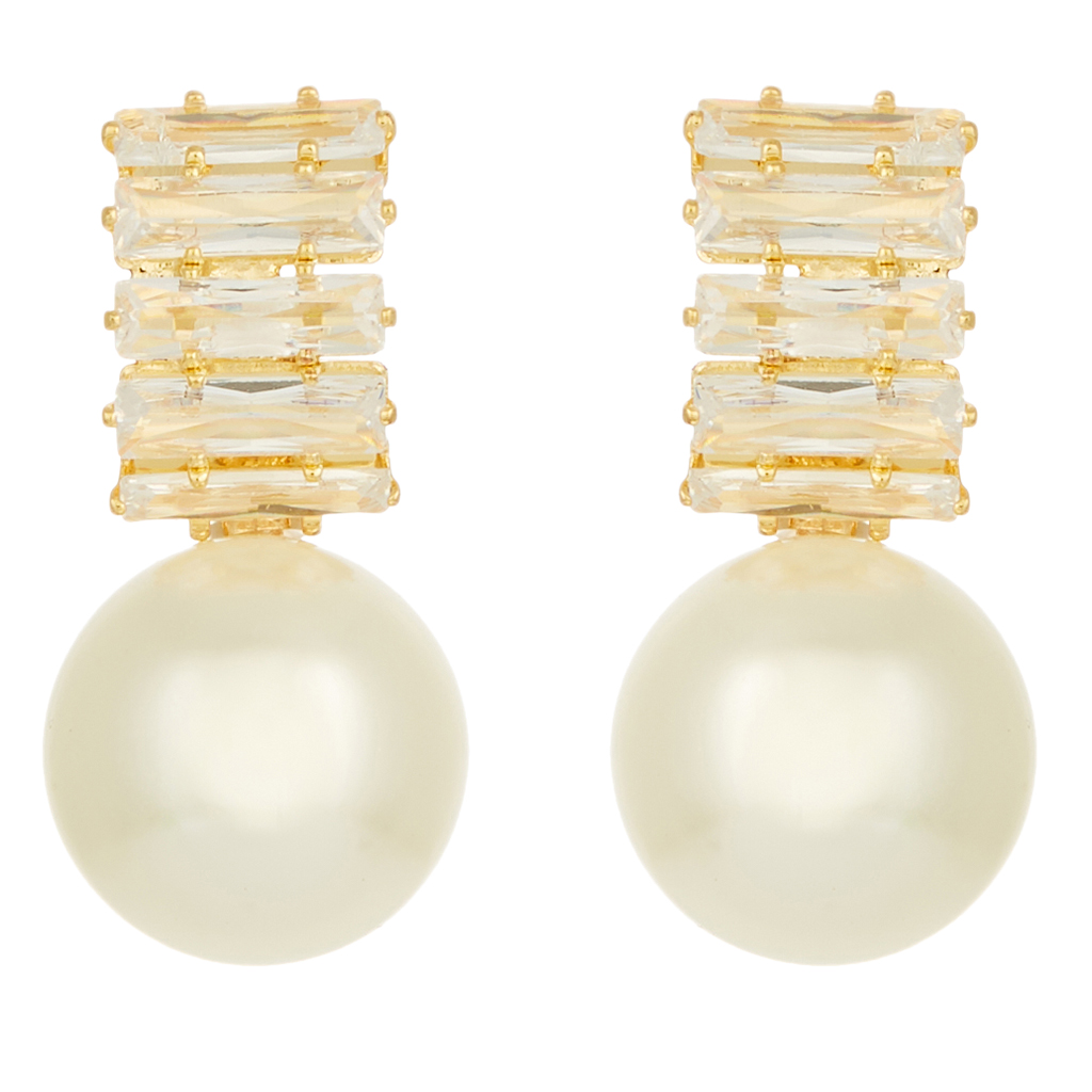 vintage σκουλαρίκια κρύσταλλο πέρλα Raquel χρυσό