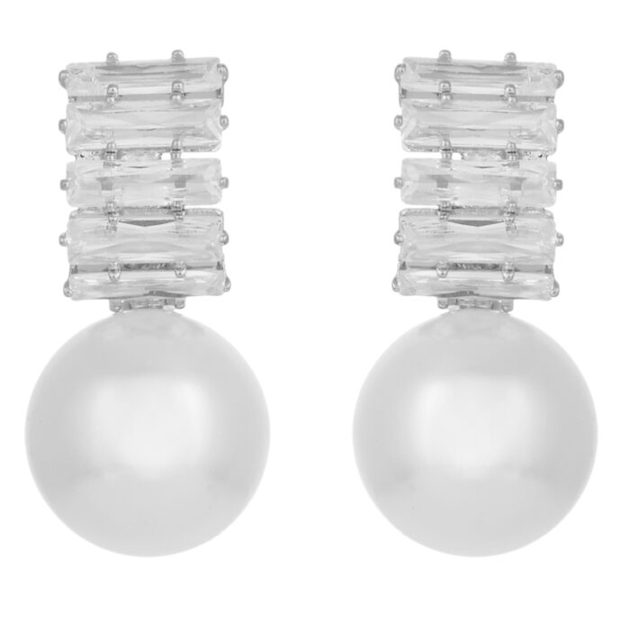 vintage σκουλαρίκια κρύσταλλο πέρλα Raquel ασημί