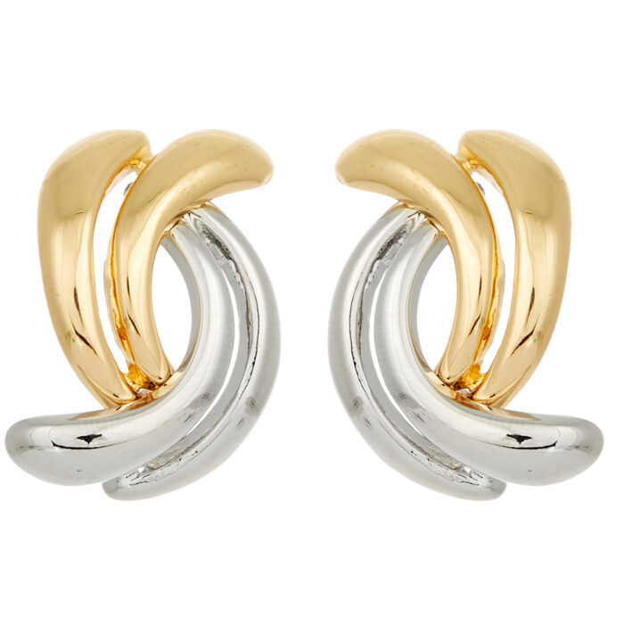 σκουλαρίκια μεταλλικά δίχρωμα Τwisty