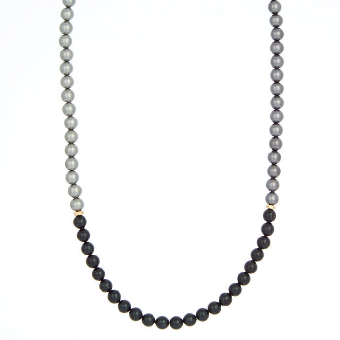 vintage κολιέ ατσάλι με πέρλες stainless Pearl 2