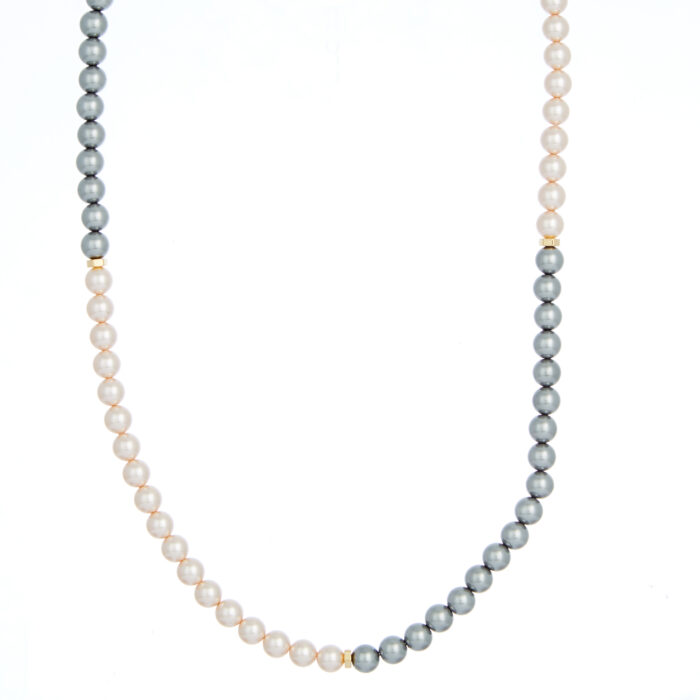 vintage κολιέ ατσάλι με πέρλες stainless Pearl