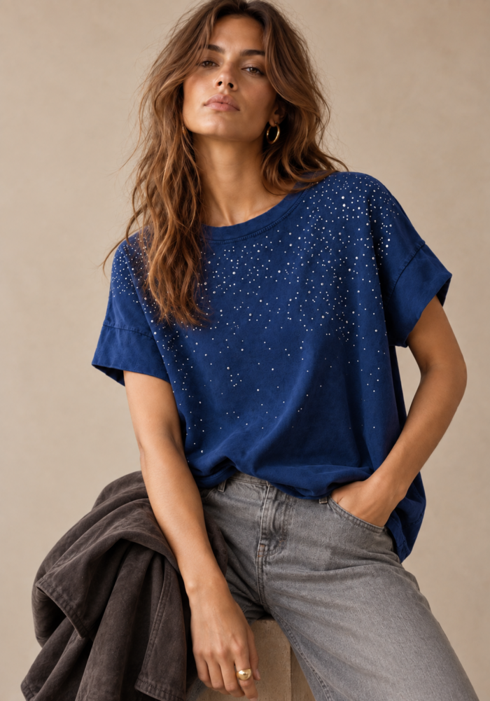Τ-shirt στρας Galaxy μπλε