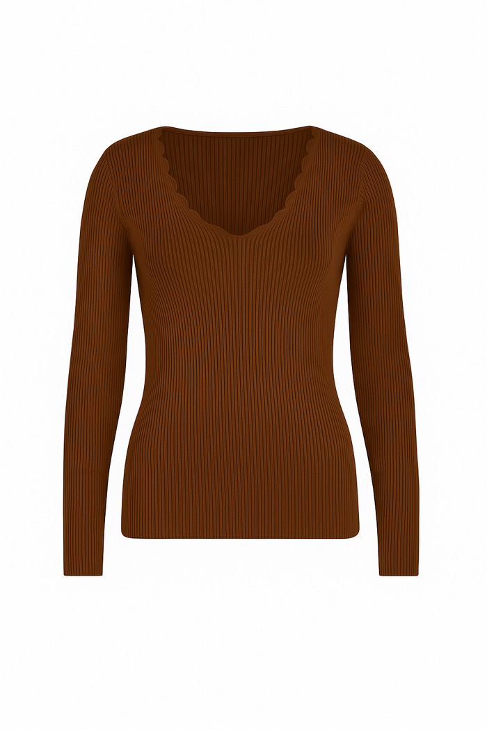 chic rib πλεκτό Scale καφέ