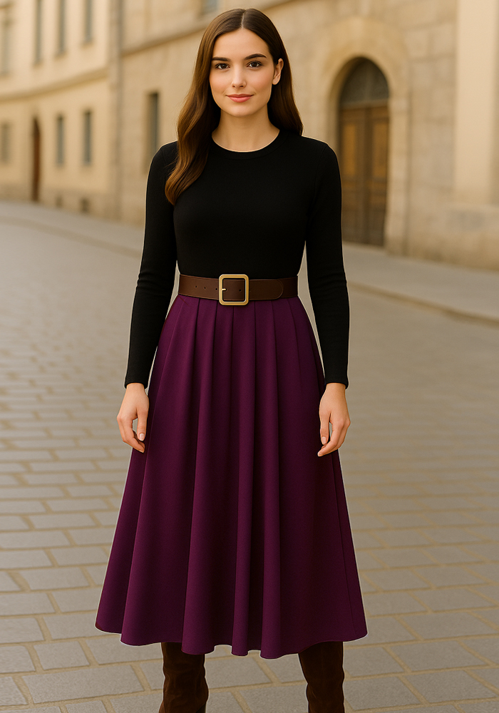 Γυναικεία Φορέματα Perfect Dress - ΣΗΜΑΝΤΙΚΟ: Σε περίπτωση διαφοράς τιμής από το κατάστημα ισχύει παντα και μόνο η τιμή του καταστήματος φόρεμα με ζώνη Dual tone μπορντώ