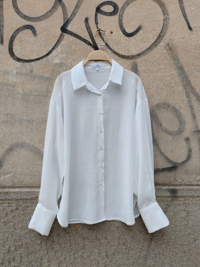 Πουκάμισο semisheer μεταλλακια Shine λευκό