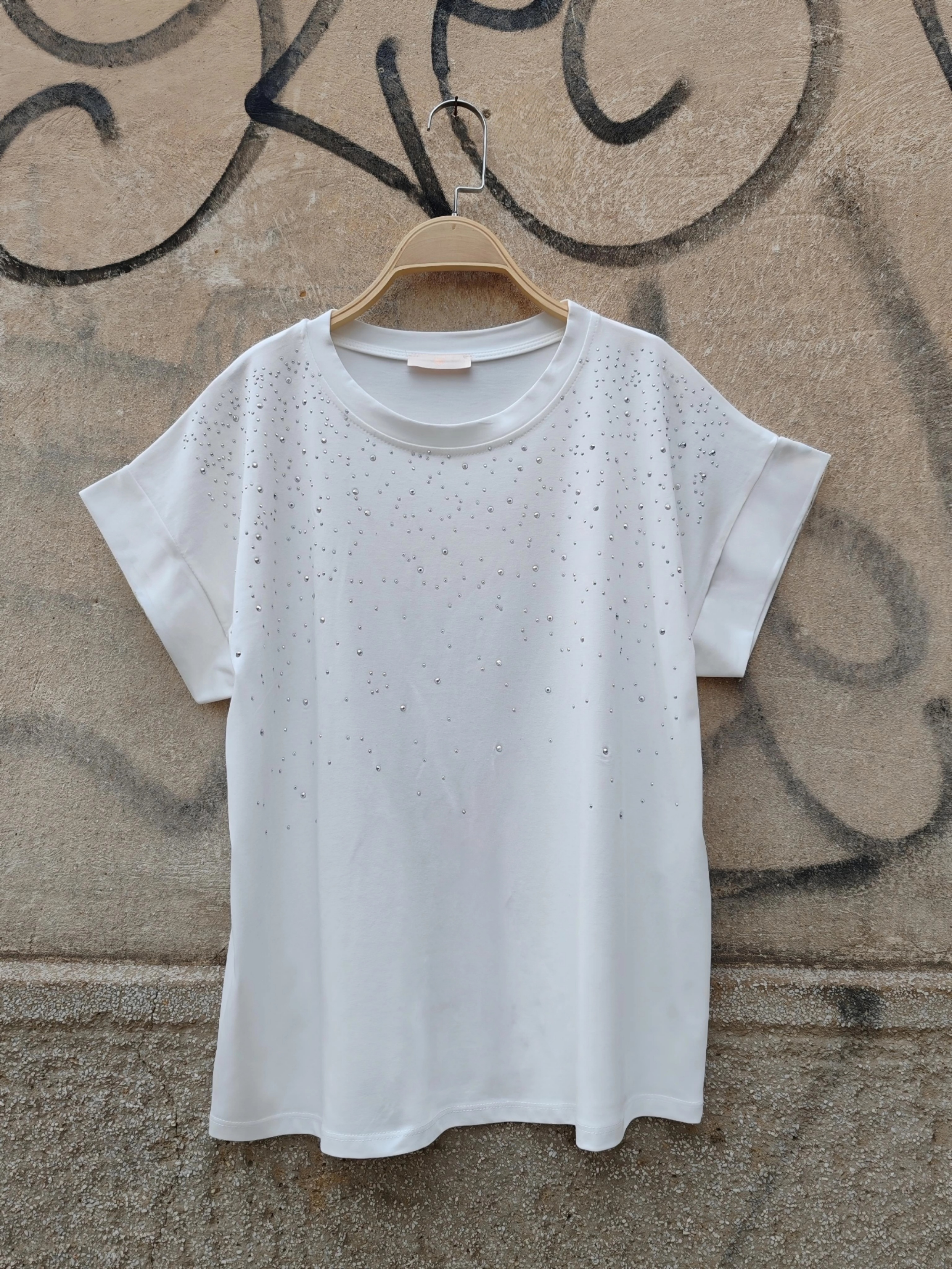 Τ-shirt στρας Galaxy λευκό