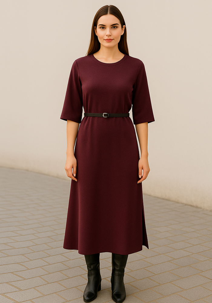 Γυναικεία Φορέματα Perfect Dress - ΣΗΜΑΝΤΙΚΟ: Σε περίπτωση διαφοράς τιμής από το κατάστημα ισχύει παντα και μόνο η τιμή του καταστήματος casual φόρεμα με ζώνη Meghan μπορντώ