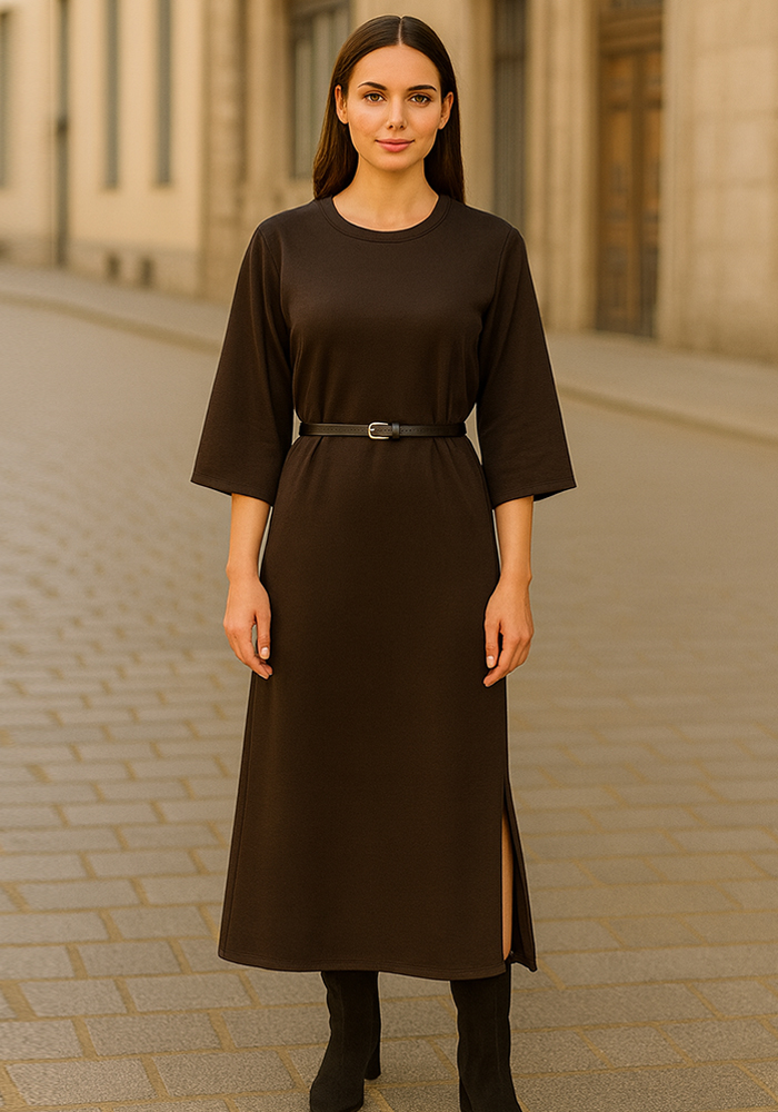PerfectDress.gr - ΣΗΜΑΝΤΙΚΟ: Σε περίπτωση διαφοράς τιμής από το κατάστημα ισχύει παντα και μόνο η τιμή του καταστήματος casual φόρεμα με ζώνη Meghan καφέ