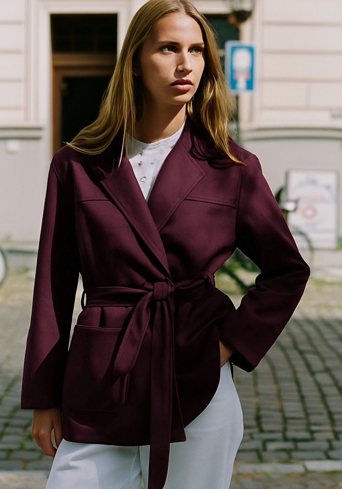 suede boho σακάκι blazer Edith μπορντώ