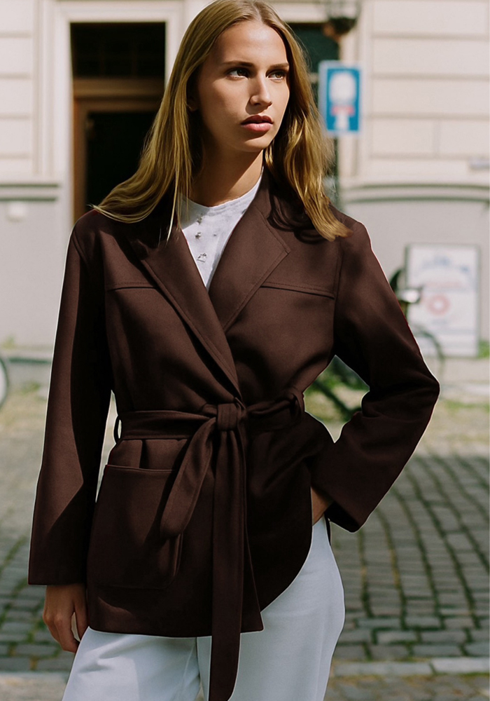 suede boho σακάκι blazer Edith καφέ