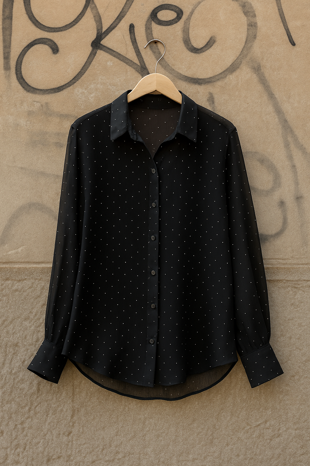 Πουκάμισο semisheer μεταλλακια Shine μαύρο