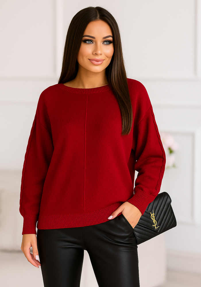 πλεκτό πουλόβερ Loose κόκκινο