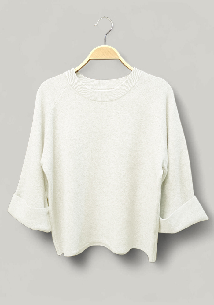 μαλακό πλεκτό 3/4 μανίκι Stay εκρού