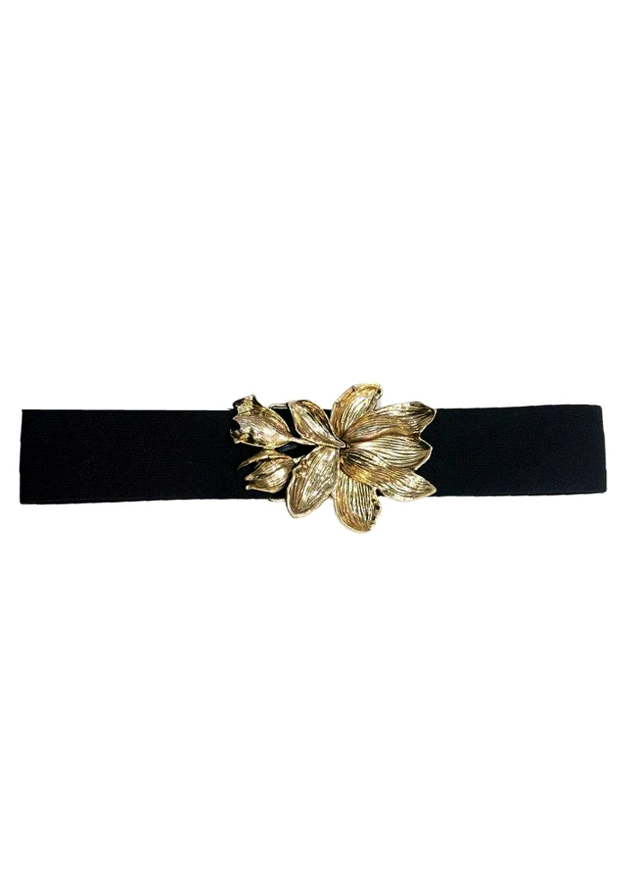 retro ελαστική ζώνη Golden Flower μαύρο