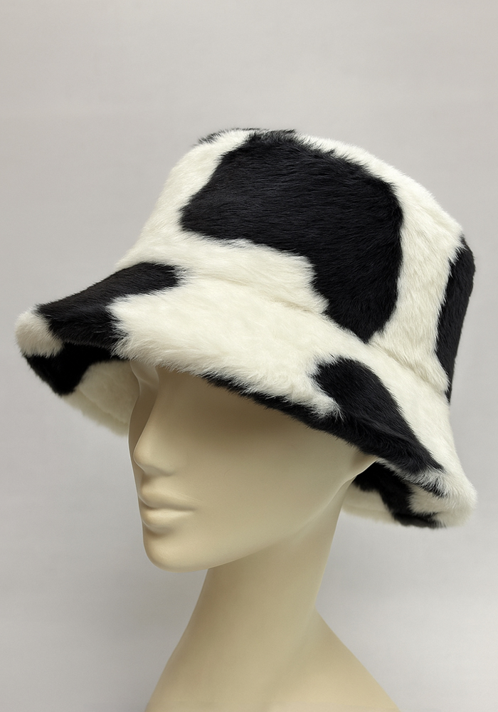 γούνινο καπέλο bucket Cow μαύρο