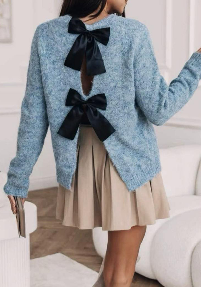 cute πλεκτό φιόγκος Bow σιέλ