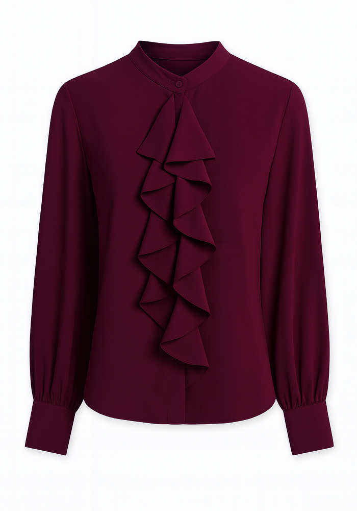 PerfectDress.gr chic πουκάμισο βολάν Elinor μπορντώ