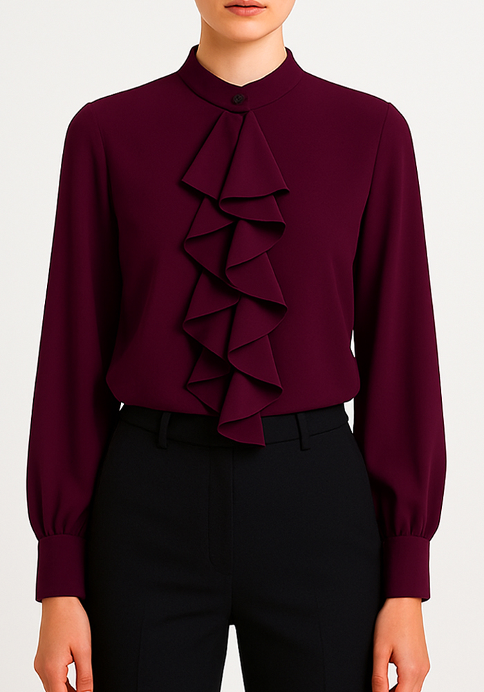 chic πουκάμισο βολάν Elinor μπορντώ φωτογραφία