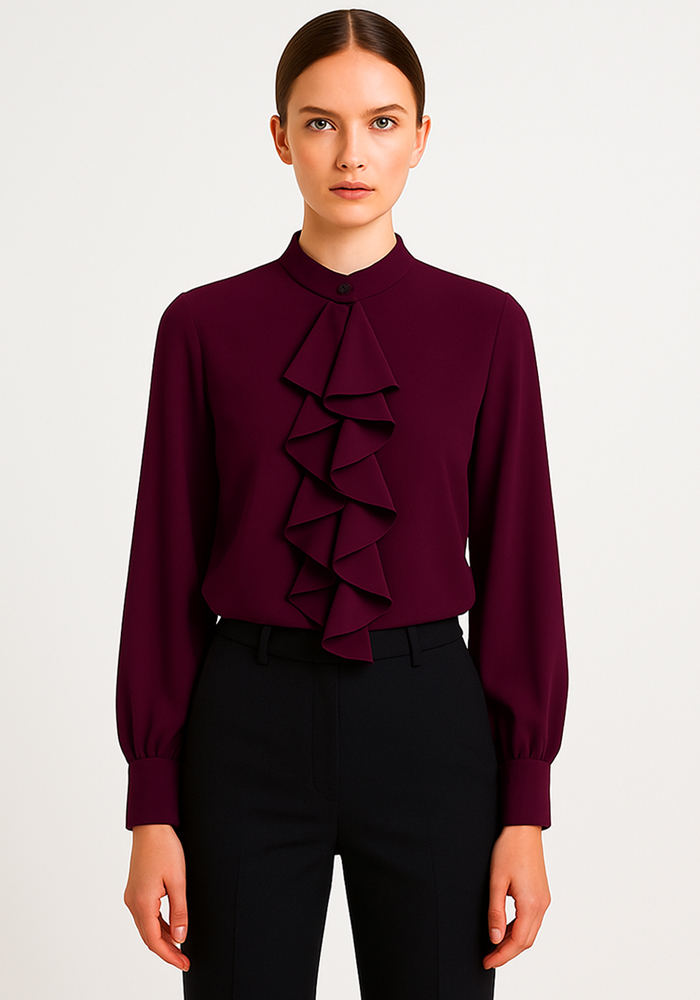 chic πουκάμισο βολάν Elinor μπορντώ φωτογραφία