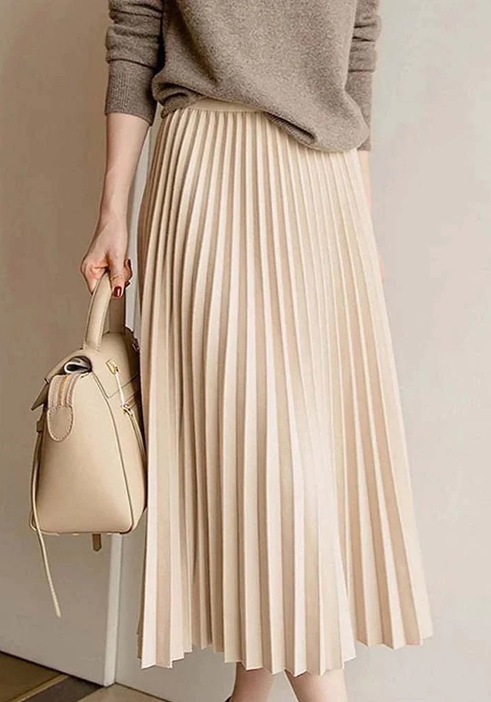 leather πλισέ φούστα Heather beige