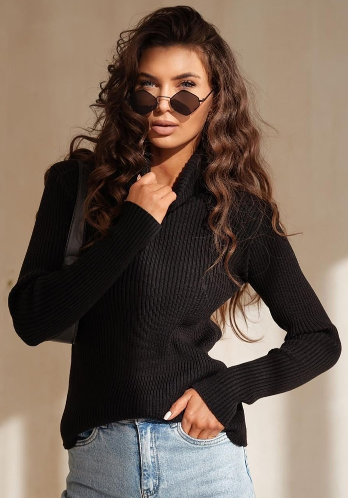 basic ελαστικό rib πλεκτό Kerry μαύρο