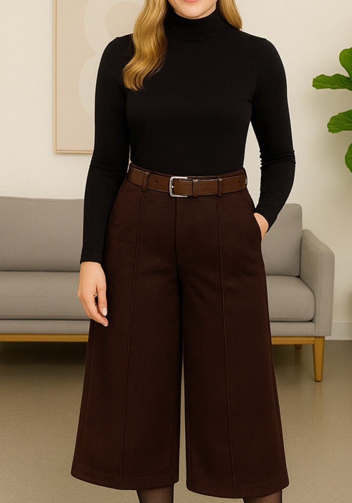 soft ζιπ κιλοτ Leila καφέ φωτογραφία