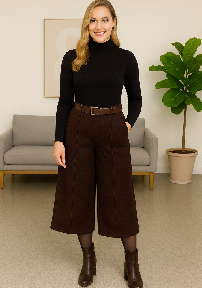 PerfectDress.gr soft ζιπ κιλοτ Leila καφέ