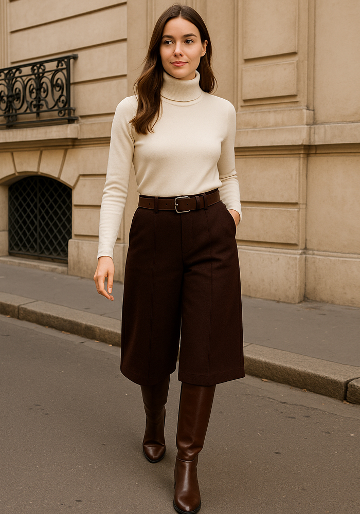 soft ζιπ κιλοτ Leila καφέ