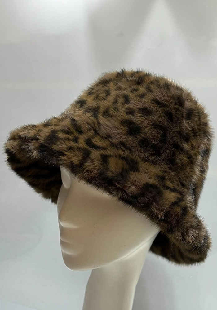 γούνινο καπέλο bucket λεοπάρ Wild Chic