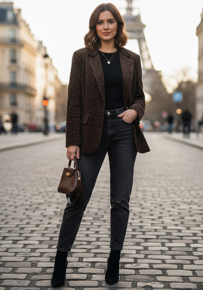 σακάκι βελούδο foil Μagnificent καφέ