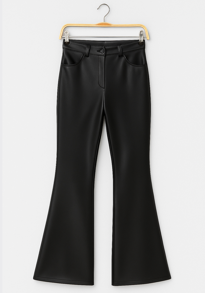 παντελόνι καμπάνα πεντάτσεπο δερματίνη Mariah μαύρο