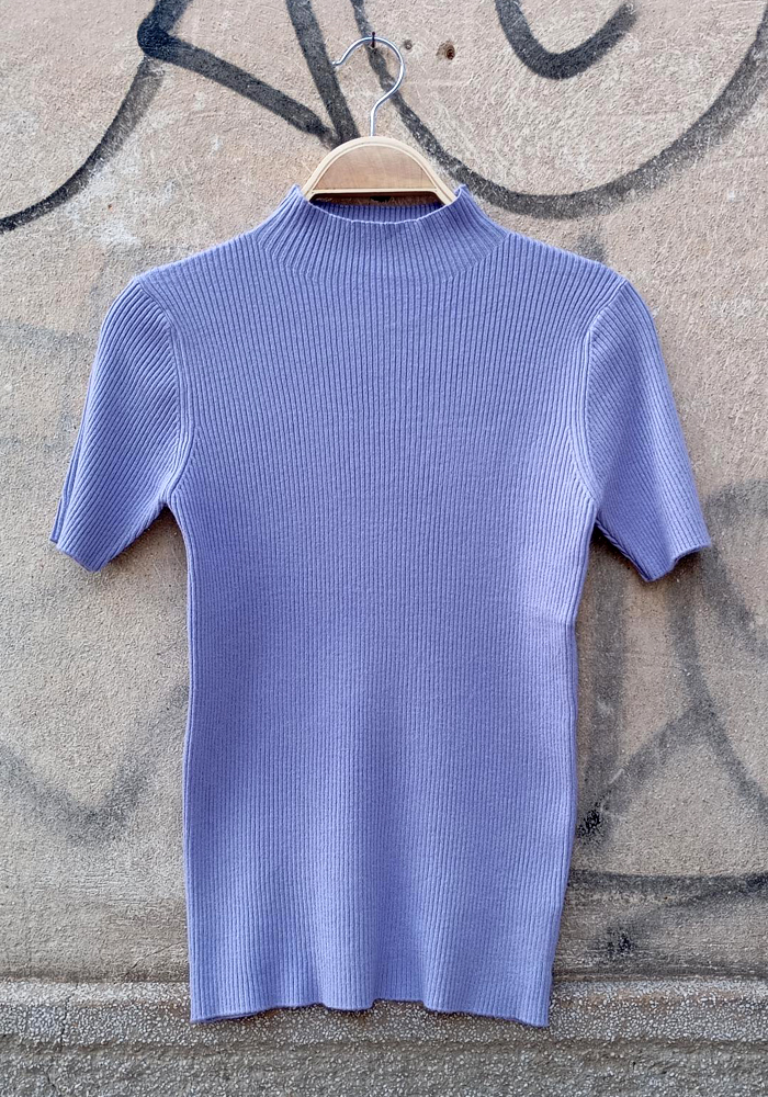 casual rib πλεκτή μπλούζα Mirela λιλά