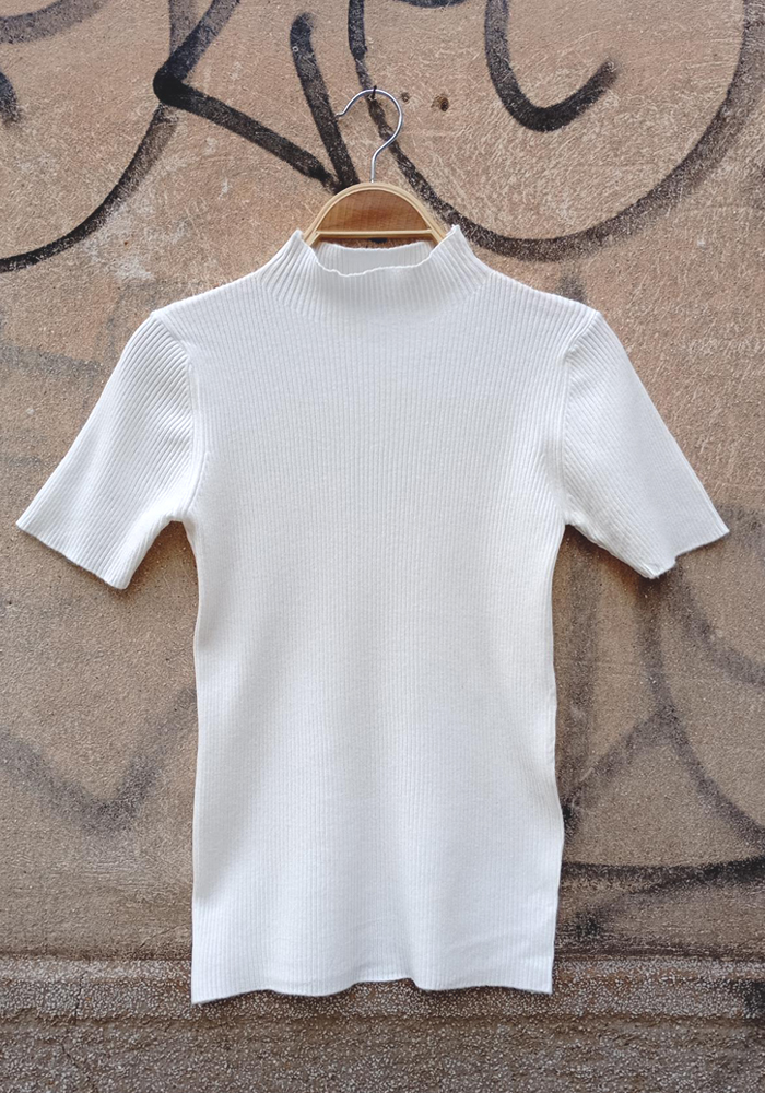 casual rib πλεκτή μπλούζα Mirela λευκό