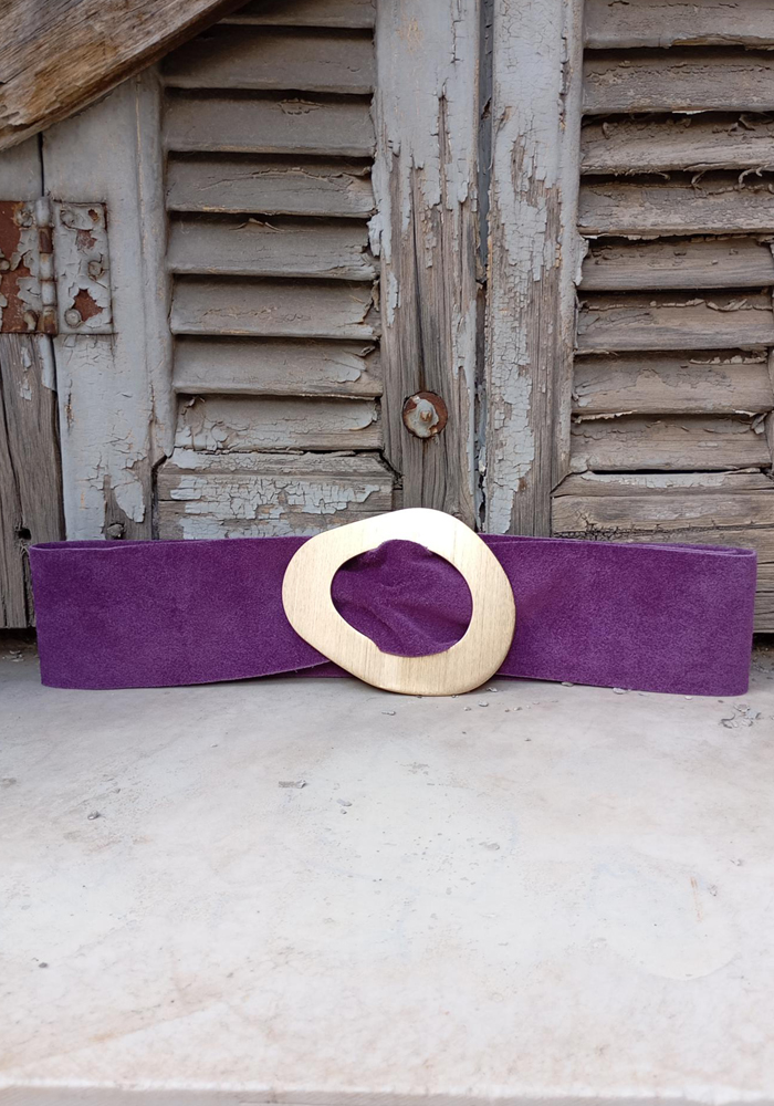 real leather suede ζώνη Zeta μωβ