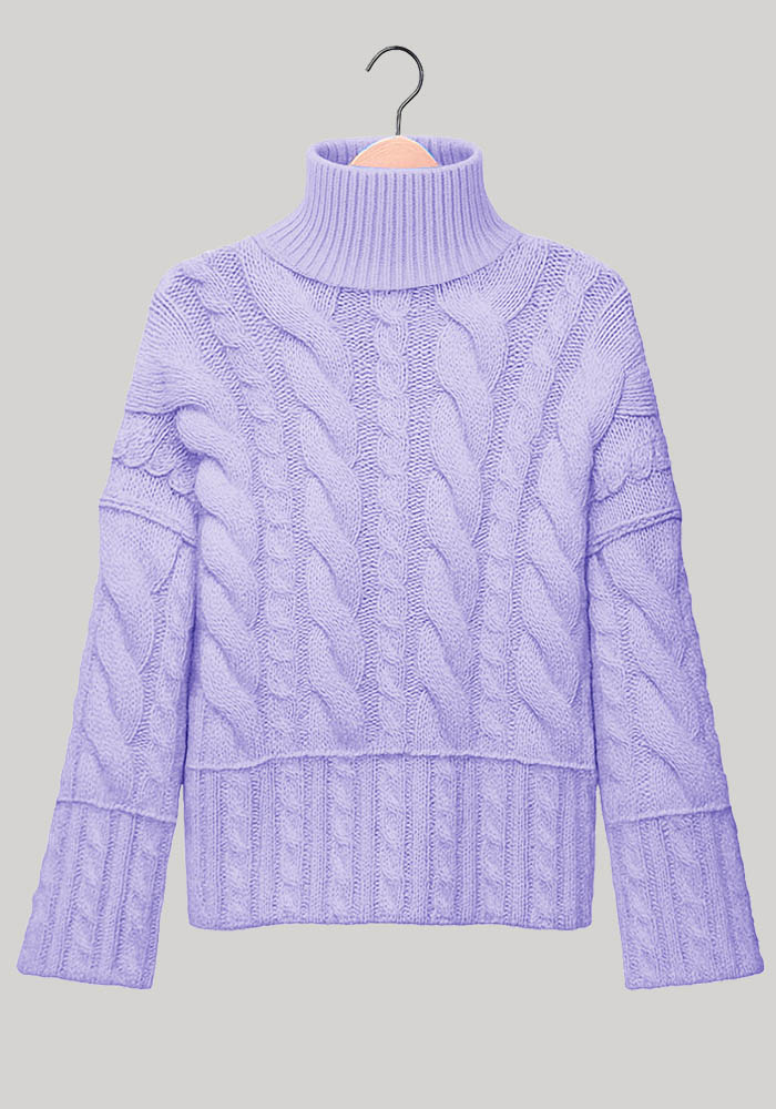 cosy πλεκτό πουλόβερ Cable λιλά